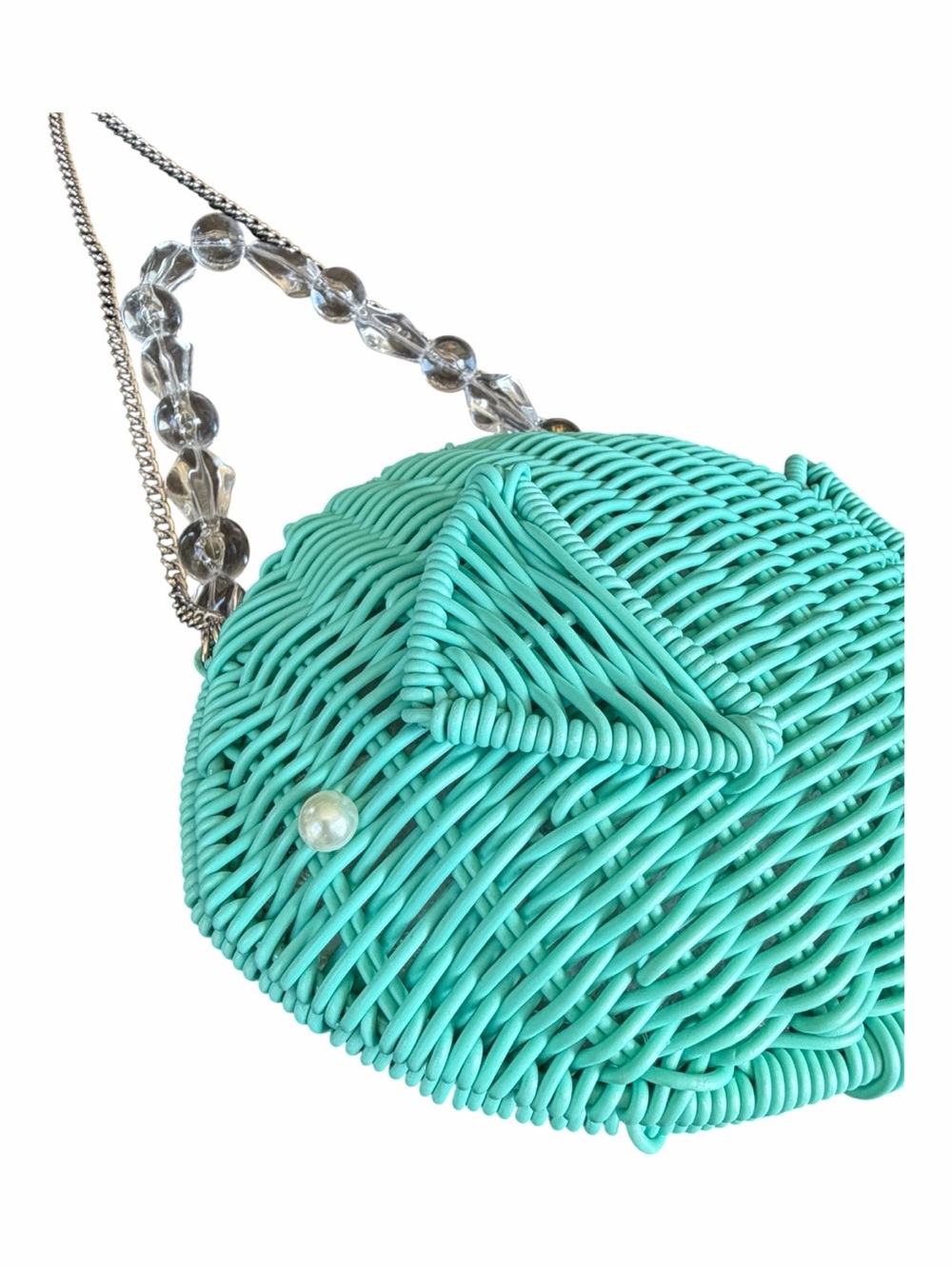 TOMMY BAHAMA FISH Clutch Bag Natural Woven Gold Chain Strap NWT - Picture 4 of 5